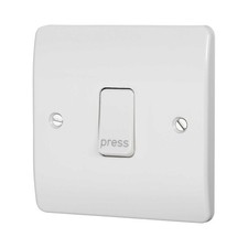 MK K4878PWHI 1 Gang 1 Way Retractive Switch 10A Push to Make Marked ’PRESS’
