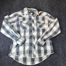 Wrangler Western Shirt Mens Medium Multicolor Plaid Cotton Pearl Snap Front