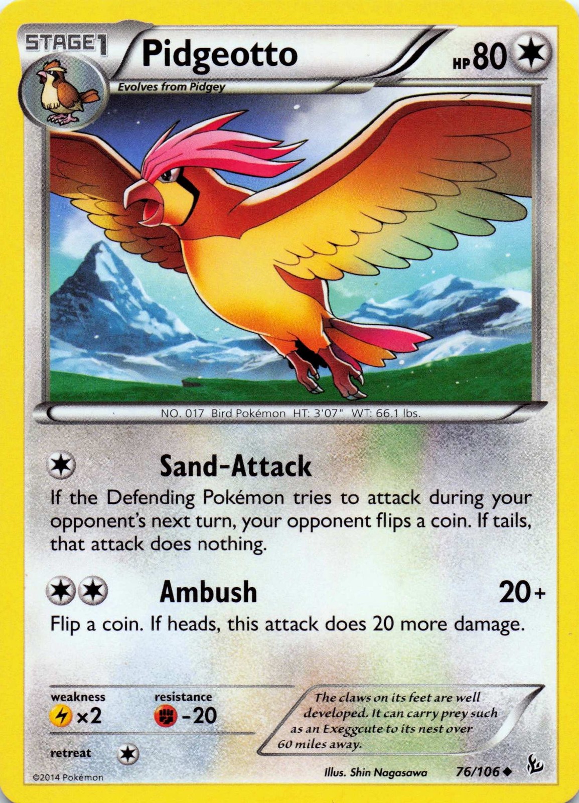 Pidgeotto 76/106 XY - Flashfire Uncommon - LP