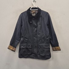 Barbour Classic Beadnell Wax Waterproof Country Rain Coat Jacket Navy Size Uk 12
