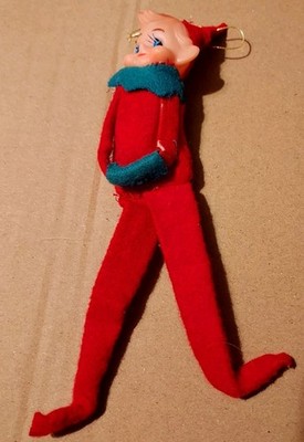 Vintage 1960s Christmas Pixie Elf Shelf Sitter Some Damage