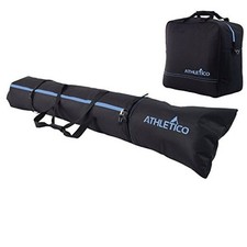 Ski  Boot Bag Combo  Store Skis Up to 200 CM  Black with Blue Trim Padded 