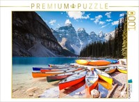 Calvendo Puzzle Canoes, Moraine Lake, Banff National Park | 1000 Pieces, Finishe