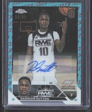 2023-24 Topps Chrome Overtime Elite Darrion Sutton Auto Aqua OTE Refractors #/99