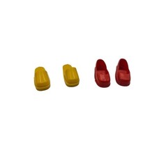 Vintage Marx Sindy Doll Shoes Yellow Slip Ons Clog and Red Heeled 2 Pair 