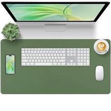 Olive Green Leather Desk Mat Large Mouse Pad, Waterproof Desk Pad for Keyboar...