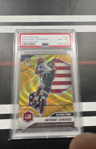 2020-21 Panini Mosaic National Pride Anthony Edwards #252 Gold Wave Mosaic PSA 8
