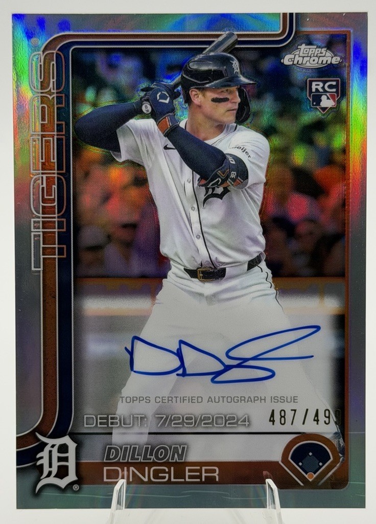 Dillon Dingler 2025 Topps Chrome RC Rookie Auto 487/499 Refractor Tigers