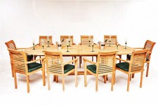 10 Seat Bourton Teak Garden Table and Chairs 
