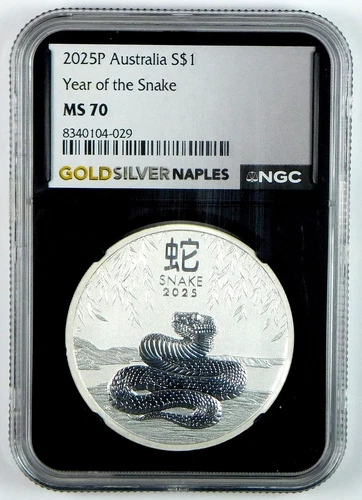 2025P $1 Australian Lunar - Year of the Snake 1 Oz .9999 Silver Coin - NGC MS 70