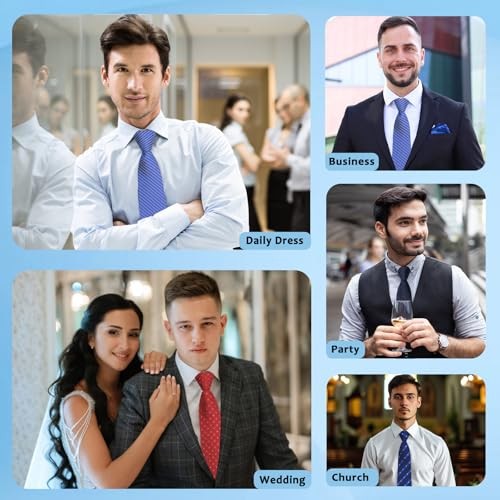 Zipper Ties for Men Pack, Adjustable Pre Tied Mens Tie 4pcs: Blue Red Purple image 5