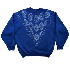 Vintage 90s 80s Fruit of the Loom Grandma Sweatshirt Christmas Womens XL Blue