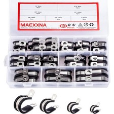 60pcs Rubber Cushion Cable Clamp Kit 304 Stainless Steel Wire Hose Assortment