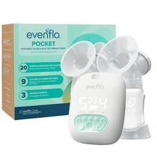 Evenflo Pocket Portable Double Electric Breast Pump, White, 20 Pumping Sessions
