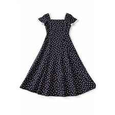 Vintage Madison Gray 100% Silk Black & White Polka Dot Maxi Dress Pinup USA 10