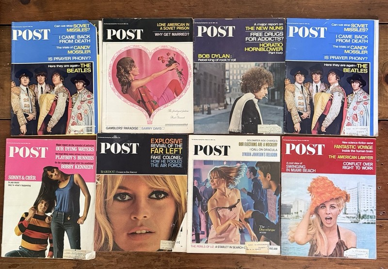 Vintage 1960’s Magazines, Post, Lot Of 8 Including Beatles And Bob Dylan