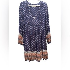Time and Tru Blue Tiered Dress with Bishop Sleeves NWOT