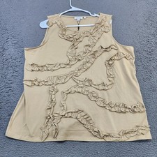 Tunica senza maniche Chico's Tank donna XXL beige con volant davanti maglia relaxed