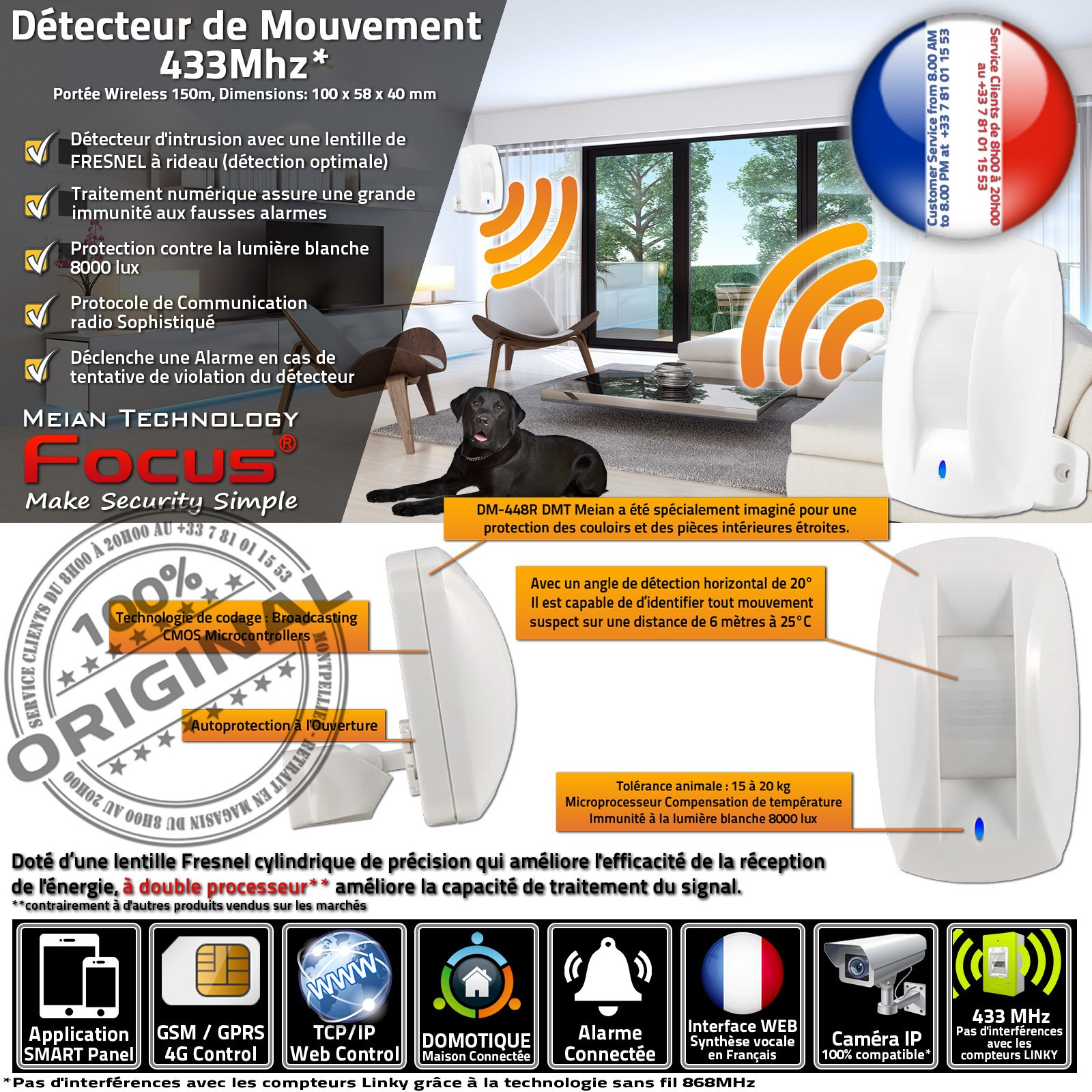 Radar pyroélectrique immunité animaux MD-448RDMT alarme 433 MHz GSM