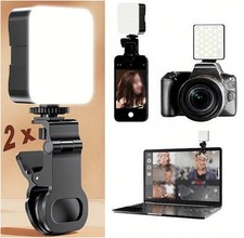 2x LED Selfie Licht mit Clip - Videoleuchte m...