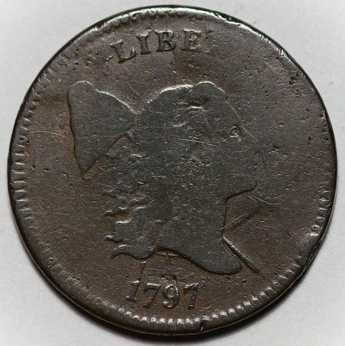 1797 Liberty Cap Half Cent - 1 Above 1 (C-1) - US 1/2c Copper Coin