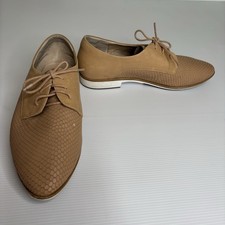 Frankie4 Beth Size AU 9.5 EU 41 Nude Tan Snakeskin Look Leather Flats Lace Up