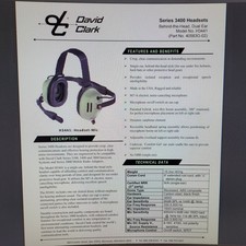 David Clark Communication Headset Model H3441 with microphone