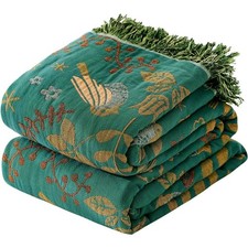 Boho Throw Blanket 50"x60", Soft Cozy 100 Cotton Blanket for Bed, Fall Blank...