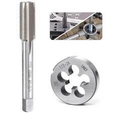 1/2-28 UNEF Tap and Die Set 1/2" x 28 TPI Right Hand HSS 4 Flutes Thread Mill...