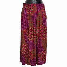 VTG 70s 80s EVAN PICONE PATCHWORK PRINT SKIRT PLEATED RETRO BOHO FLORAL SIZE 4