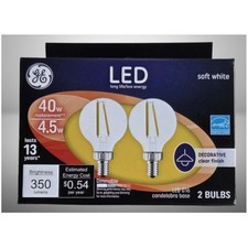 GE LED Globe Light Bulbs, 4 Watts, Soft White, Frosted Finish, 2 Count