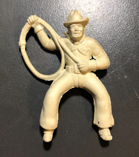 Marx 1950s Roy Rogers 60mm Mounted Cowboy w/Lasso, Beige Vinyl Plastic  