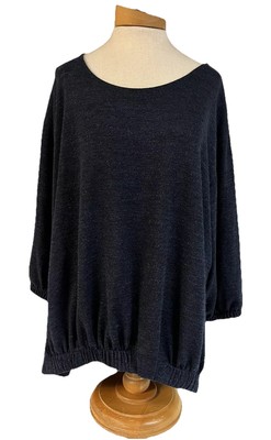 Est. 1946 Size 22/24 Pullover Dark Blue Metallic Top 3/4 Sleeves Keyhole Back