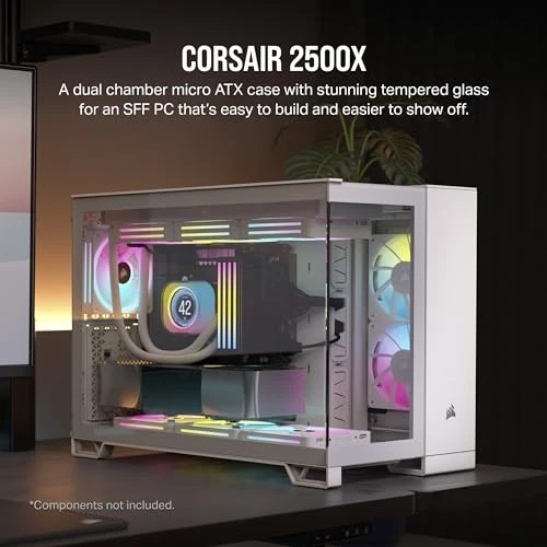CORSAIR 2500X SMALL-TOWER MATX DUAL CHAMBER PC CASE – WHITE - CC-9011266-WW - Image 2 of 4
