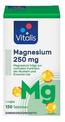 Vitalis Magnesium, 250mg, für Muskeln und Knochen, 150 Tabletten, 112 g, neu