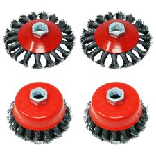 Twist Knot Wire Wheel Cup Brush Set for 115mm 4Pcs Crew Angle Grinder