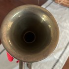 Vintage Brass Christmas French Horn with Pinecones and Ribbon Decor  — photo 4