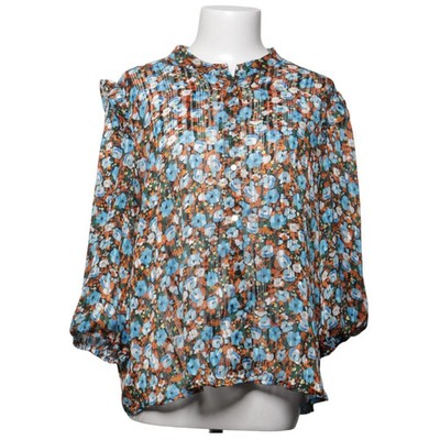 Ichi, Bluse, Größe: 42, Blau/Orange/Mehrfarbig, Blumen, Damen #c4n