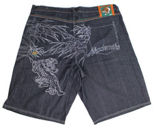 AKDMKS Jeans Shorts Jorts Baggy Skater Hip Hop Embroidered Tiger Y2K Mens 48 EUC