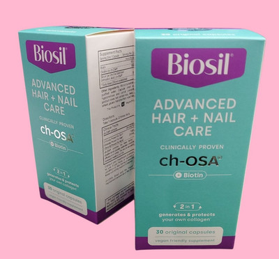 2 PACK 30 + 30 caps BioSil Advanced Hair Nail Care ch-OSA collagen Biotin 12/26