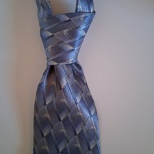 Stafford Blue Silver Geometric Mens Tie 100 Imported Silk 57" x 3.75"