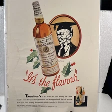 Vintage 1950s Teacher’s Highland Cream Scotch Whisky Holiday Ad
