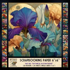 Scrapbook 24 sheets 6"x6" Botanical Bloom Parade Lush floral close-ups in...