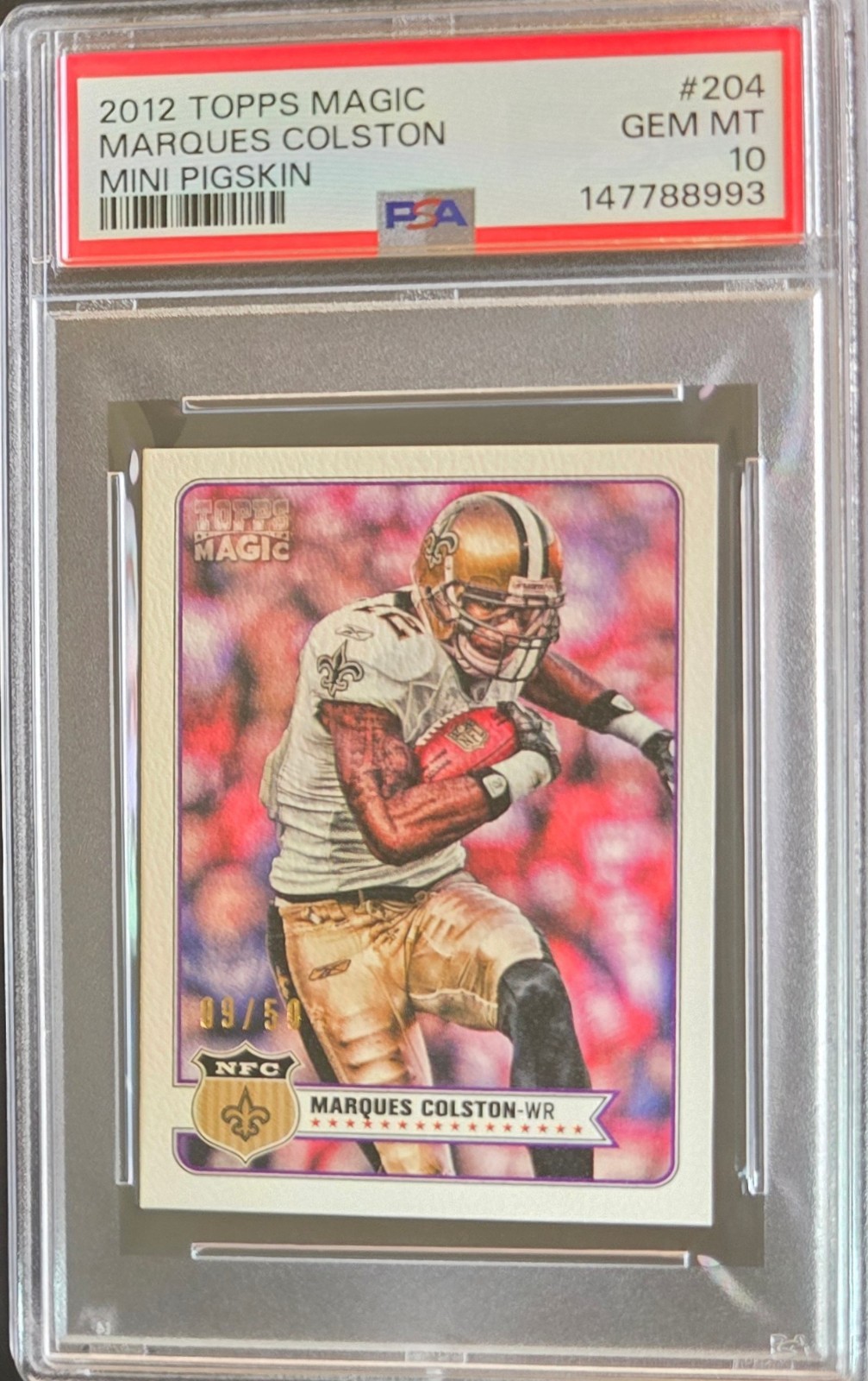 2012 Topps Magic #204 Marques Colston Mini Pigskin SP /50 PSA 10 Gem Mint Saints