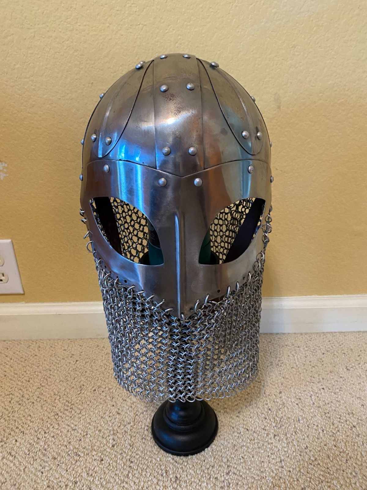 Viking Helmet Battle Armor 18G Steel and Chainmail