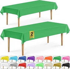 DecorRack 2 Rectangular Tablecloths BPA-Free Plastic, 54 x 108 2 Pack, Green 