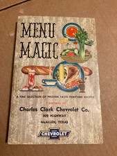 Vintage Menu Magic Paperback Book Charles Clark Chevrolet, INC.  1956 McAllen TX