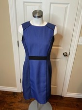 TAHARI ASL Blue & Black Geometric Shift Dress, Size 8