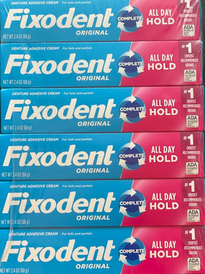 Fixodent Original Complete Denture Adhesive Cream - 6 packs -2.4oz each