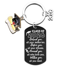 2026 Graduation Keychain Inspirational Gift for Him Her Class of 2026 - Black